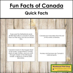 Faits amusants du Canada - Cartes Montessori Continent - Géographie - Cartes Montessori imprimables - Téléchargement numérique