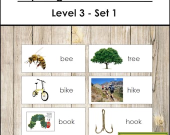 Rhyming Words & Pictures Level 3, Set 1 - Montessori Language - Printable Montessori Materials - Digital Download