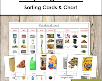 Recycling Matters Sorting Cards & Control Chart - Printable Montessori Science Cards - Digital Download