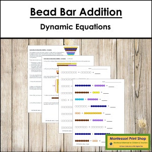 Bead Bar Ergänzung (Complex) - Grundlegende Mathematik - Druckbare Montessori Karten - digitaler Download