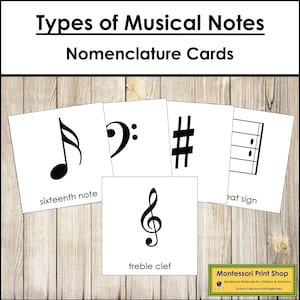 Musical Notes & Symbols Nomenclature 3-Part Cards - Montessori Music (Digital Download)