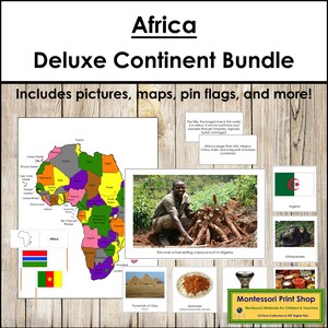 Afrika Deluxe Kontinent Bundle - Geographie - Druckbare Montessori Karten - Digital Download