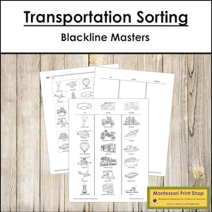 Transport tri Blackline Masters - préscolaire - cartes Montessori imprimables - téléchargement numérique