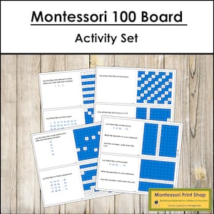 Montessori-activiteitenset honderd bord - tellen overslaan - nummerpatronen - wiskundige activiteit - afdrukbare montessorimaterialen - digitale download