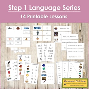 Paquete de la serie de lenguaje fonético Paso 1 (FOTOS) - Lenguaje principal - Tarjetas Montessori imprimibles - Descarga digital