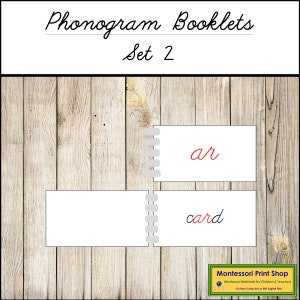 Fonogramma Libretti Set 2 (Corsivo) - Lingua Montessori - Materiali Montessori stampabili - Download digitale