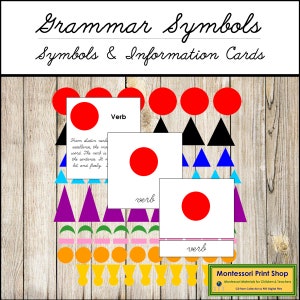 Montessori Grammar Symbols and 3-Part Cards (CURSIVE) - Montessori Language & Grammar - Printable Montessori Materials - Digital Download