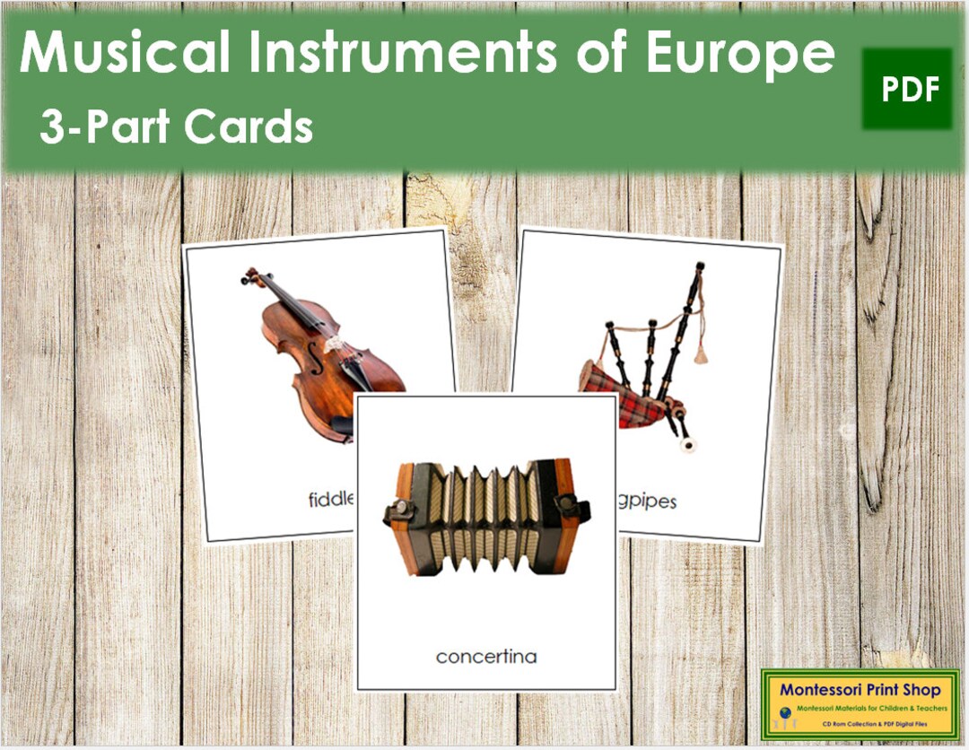 Musical Instruments of Europe Continent Cards Geography Etsy