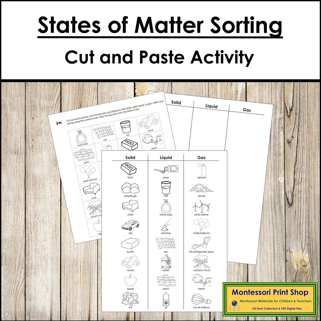 States of Matter Sorting Cut & Paste Activity [blackline Masters ...