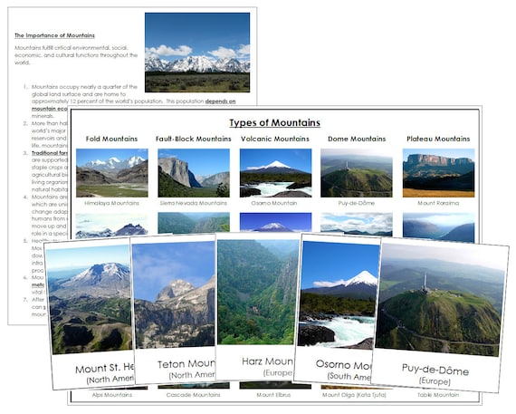 Types of Mountains Information Sorting Cards & Control Chart ...