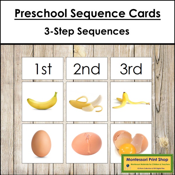 Preschool Sequence Cards - Printable Montessori Cards - Digital Download