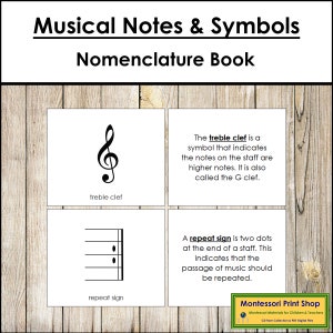 Notes de musique et livre de symboles - nomenclature de musique - cartes Montessori imprimables - téléchargement numérique