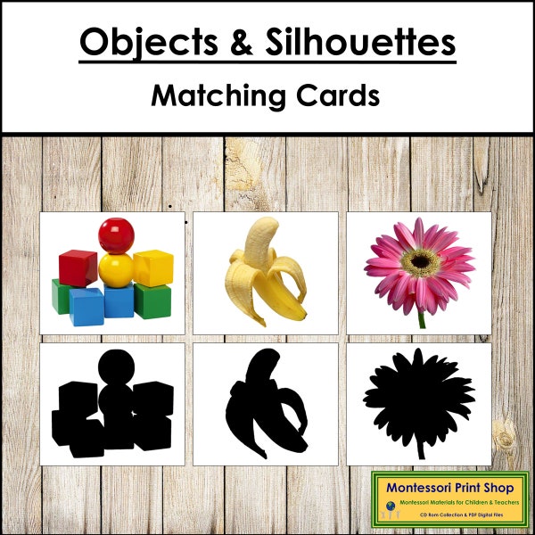 Silhouette Matching Cards Set 1 (Objects) - Printable Toddler Montessori Materials - Digital Download