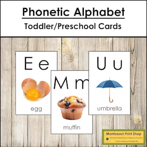 Cartões do alfabeto fonético - Cartões Montessori para imprimir para crianças - Download digital