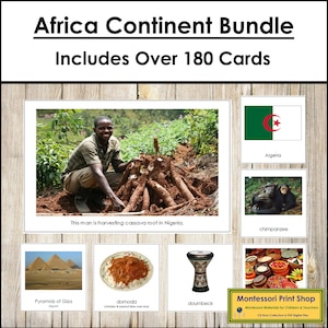 Africa Continent Bundle - Geography - Printable Montessori Cards - Digital Download