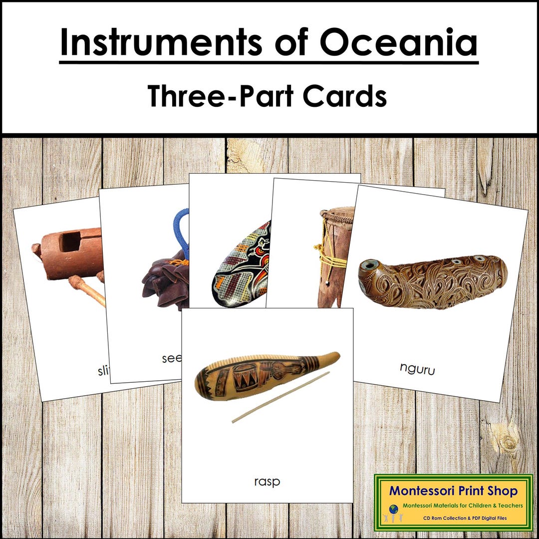 Montessori Musical Instruments of Australia/oceania 3-part Cards ...