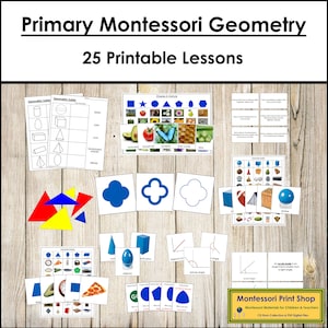 Pacchetto di geometria Montessori per la scuola primaria - Matematica - Schede Montessori stampabili - Download digitale