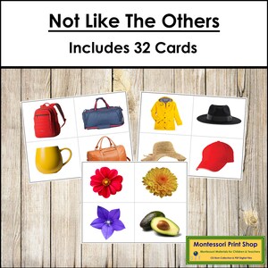 Not Like The Others (Set 2) - Preschool - Printable Montessori Cards - Digital Download