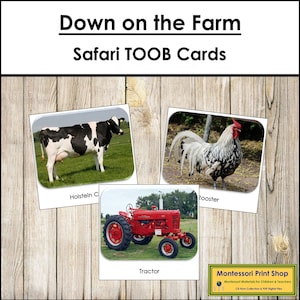 Down On The Farm Safari TOOB Cards - Cartes Montessori imprimables - Téléchargement numérique