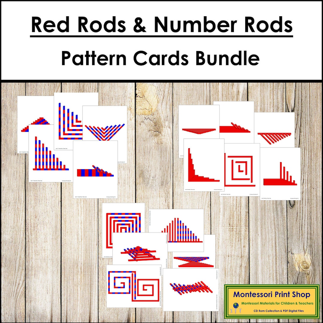 Montessori Red Rods & Number Rods Pattern Cards - Primary Sensorial ...