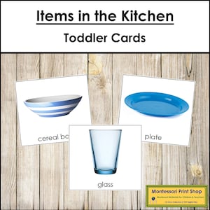 Articles dans la cuisine, cartes, matériel Montessori imprimable pour tout-petits, téléchargement numérique