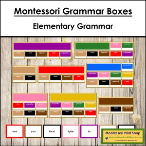 Montessori Elementary Grammar Boxes Bundle (color borders) - Language - Printable Montessori Cards - Digital Download