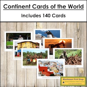 Continent Cards of the World Bundle - Geographie - Printable Montessori Karten - Digital Download