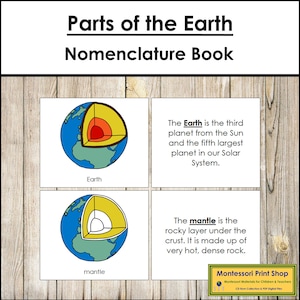 Parts of the Earth Book - Printable Montessori Nomenclature - Science - Digital Download