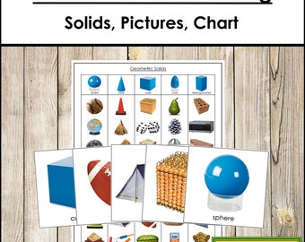 Geometrische lichamen sorteerkaarten & controlediagram - geometrie - afdrukbare Montessorikaarten - digitale download