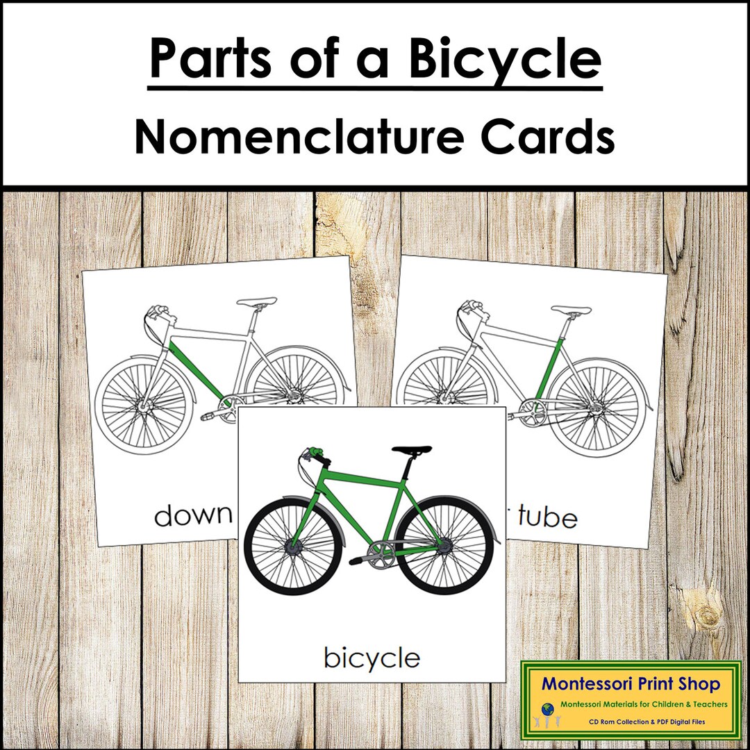 Parts of a Bicycle Nomenclature 3part Cards Printable Montessori