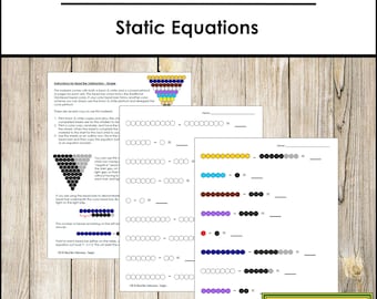 Bead Bar Subtraction (Simple) - Primary Math - Printable Montessori Cards - Digital Download