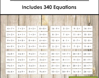 Math Operations Equation Slips Bundle - Addition, Multiplication, Division & Subtraction (Digital Download)