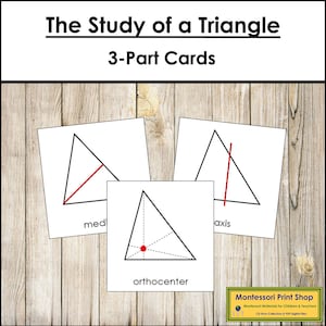The Study of a Triangle Nomenclature 3-Part Cards - Geometry - Printable Montessori Materials - Digital Download