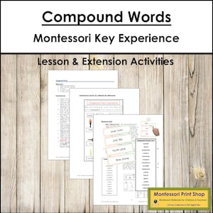 Palabras compuestas: experiencia clave - Lengua y gramática Montessori elemental - Tarjetas Montessori imprimibles - Descarga digital