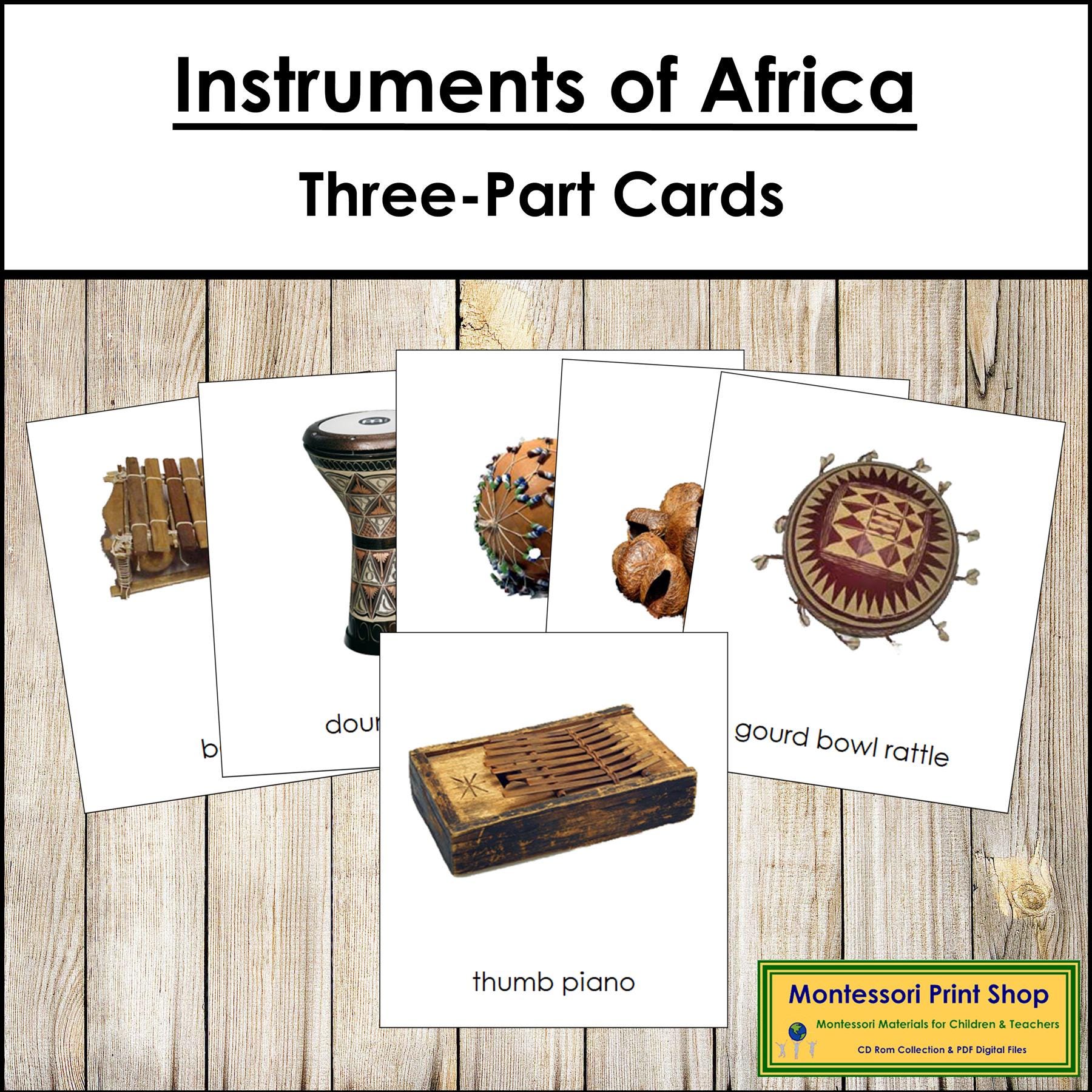 Montessori Musical Instruments of Africa 3-part Cards - Geography ...