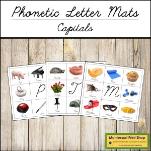 Phonetic Letter Mats CAPITALS Cursive - Montessori Language - Printable Montessori Materials - Digital Download