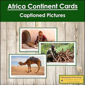 Cartes du continent africain (code couleur) - géographie Montessori - cartes Montessori imprimables - téléchargement numérique