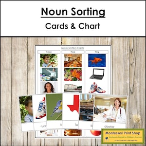 Cartes de tri et tableau de contrôle - grammaire Montessori - matériel Montessori imprimable - téléchargement numérique