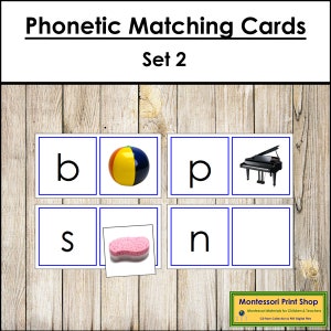 Jeu de cartes phonétiques assorties 2 - langue Montessori - matériaux Montessori imprimables - téléchargement numérique