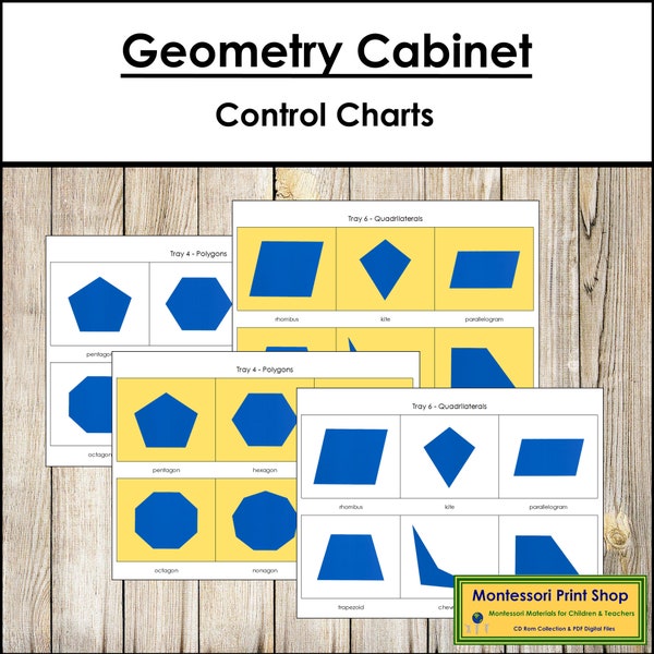 Geometry Cabinet Control Charts - Primary Geometry - Printable Montessori Cards - Digital Download