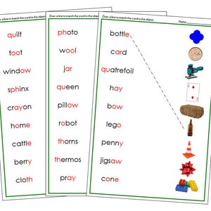 Printable Montessori Green Phonogram Language Series Sheets and Labels by Montessori Print Shop