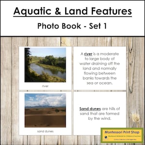 Aquatic & Land Features Book Set 1 - Montessori Geography - Printable Montessori Materials - Digital Download