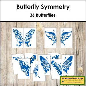 Butterfly Symmetry Matching Cards Set 1 - Preschool - Printable Montessori Cards - Digital Download