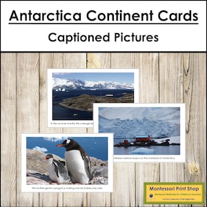 Cartes de continent de l'Antarctique - géographie Montessori - cartes Montessori imprimables - téléchargement numérique
