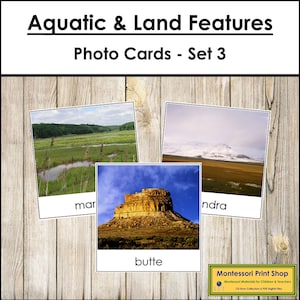 Aquatic & Land Features 3-Part Cards Set 3 - Geography - Printable Montessori Materials - Digital Download