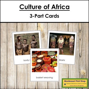 Cultura dell'Africa - Carte Montessori sui continenti - Geografia - Carte Montessori stampabili - Download digitale