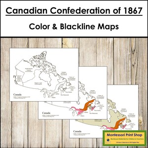 Kanadische Konföderation von 1867 Karten - Geographie - Printable Montessori Materialien - Digitaler Download