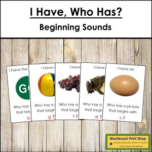 Juego "Yo tengo, quién tiene" - Sonidos iniciales - Lenguaje - Materiales Montessori imprimibles - Descarga digital