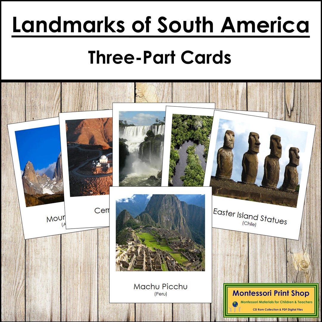 Montessori Landmarks of South America 3-part Cards - Geography ...