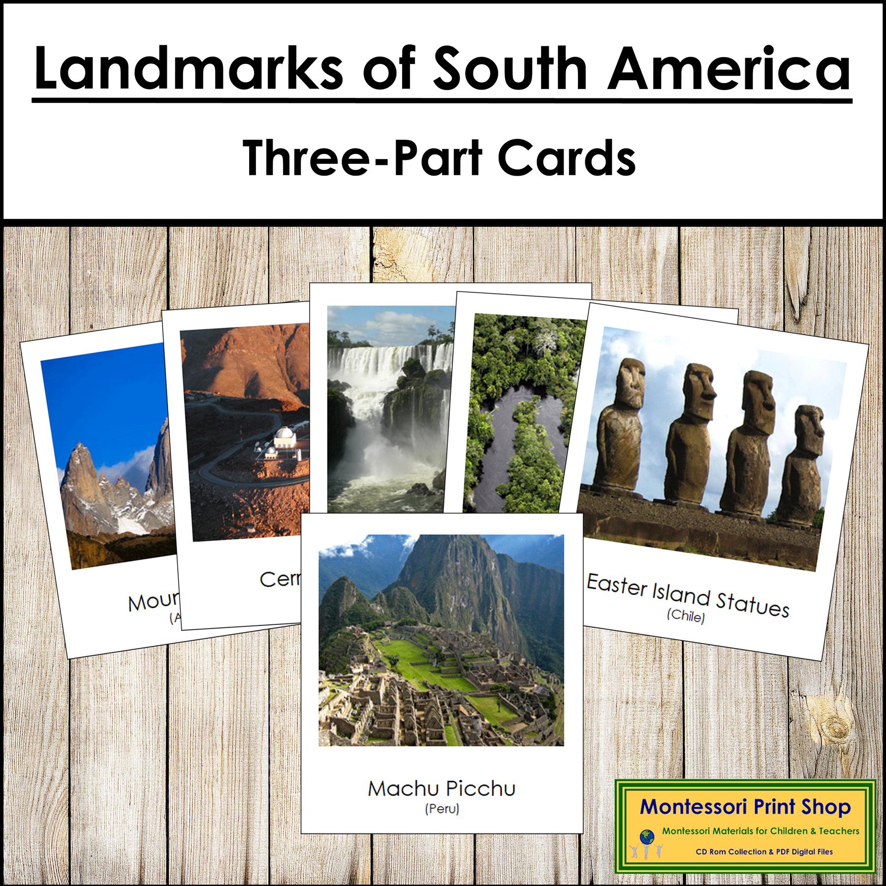 Montessori Landmarks of South America 3-part Cards - Geography ...